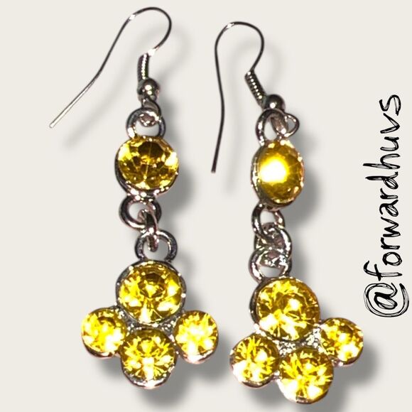 Bundle Sale 3 for $15 | Rhinestone Dangle Earrings – Floral Drop Design - Picture 1 of 7